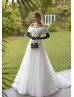 Off Shoulder Ivory Organza Twist Elegant Wedding Dress
